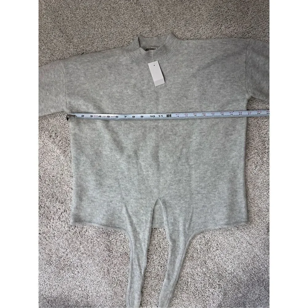 LOFT light gray tie front sweater